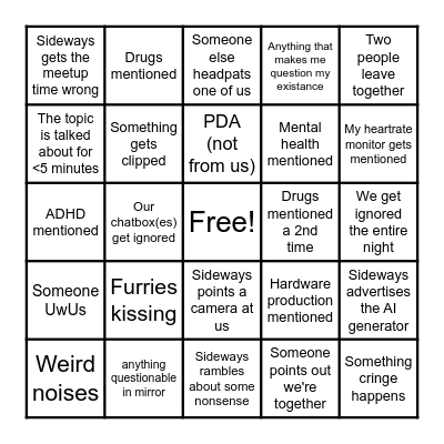 Cuddle Club Bingo Card