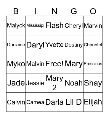 Friend & Family Bingo  Bingo Card