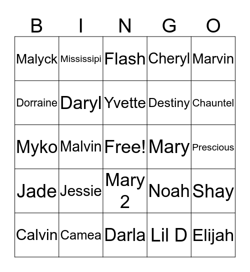 Friend & Family Bingo  Bingo Card