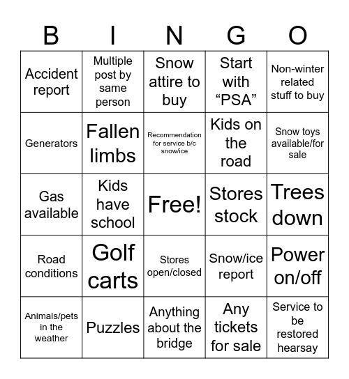 KF FB Winter Wonderland Bingo Card
