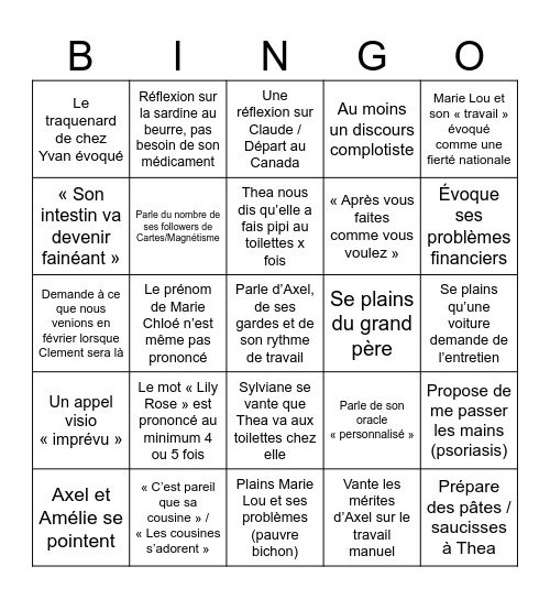 Sylviane - Épisode 74849 Bingo Card