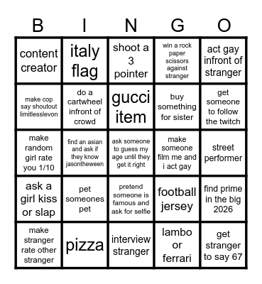 ITALY Bingo Card
