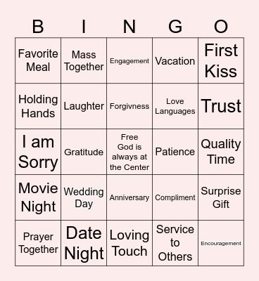 Grace Marriage Bingo Card