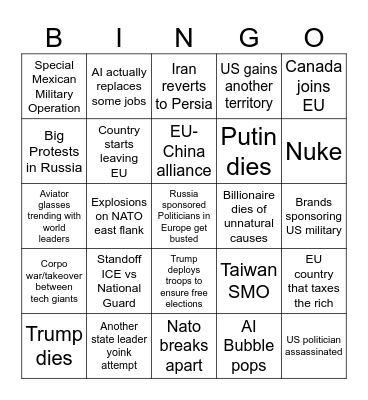 Schizo Timeline Bingo Card