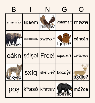 Language Bingo Card
