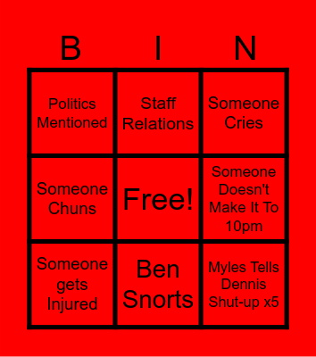 Staff Party Bingo Card