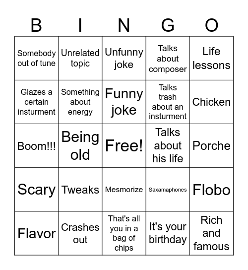 Mr. Win Bingo Card