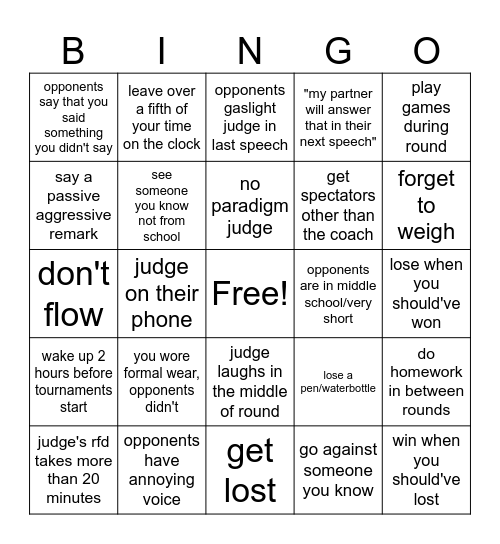 wbfl debate bingo Card
