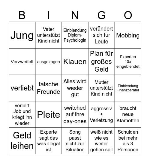 Hilf Mir Bingo Card