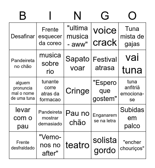 Tunas Mistas Bingo Card