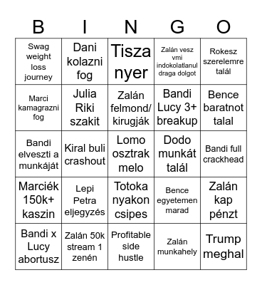 Lomo kártyája Bingo Card