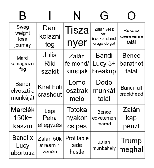 Lomo kártyája Bingo Card