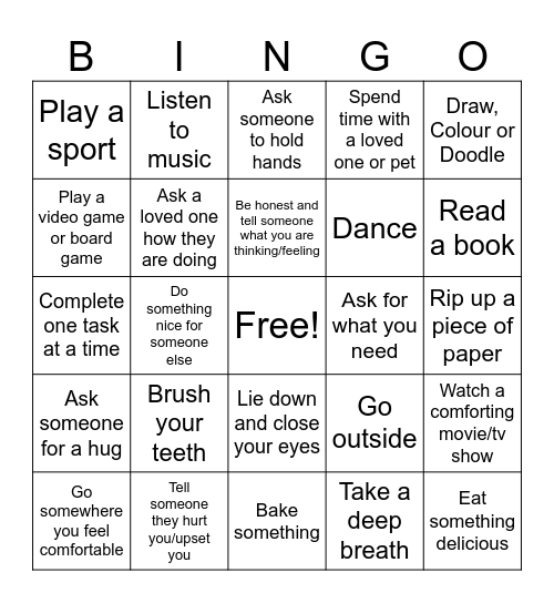 Feel Good Bingo Card