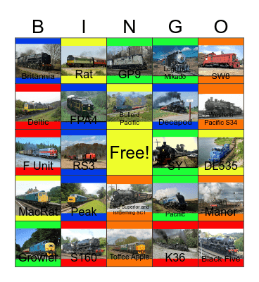 Tourist Railroads and Railroad Museums that I would like to record after John will say "I'm not happy Teletubbies not happy" one day Bingo Card