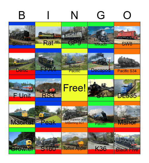 Tourist Railroads and Railroad Museums that I would like to record after John will say "I'm not happy Teletubbies not happy" one day Bingo Card