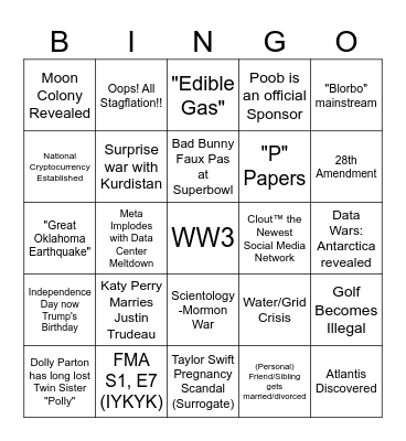 America 2026 Bingo Card