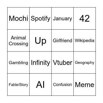 Infinite Craft Bingo Card