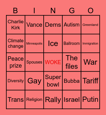 Trump tweet bingo Card