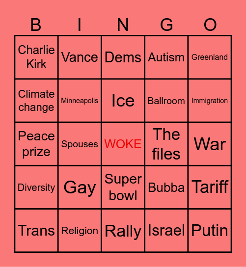 Trump tweet bingo Card