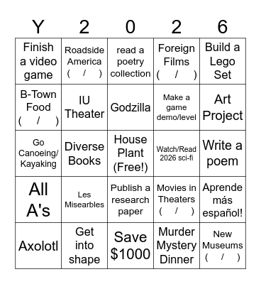 2026 Resolution Bingo Card