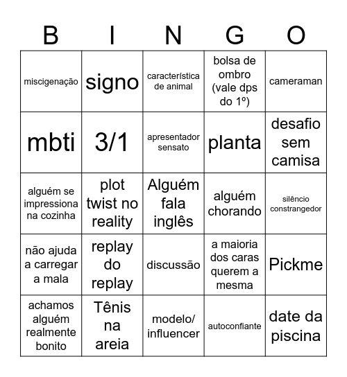 Solteiros Ilhados e Desesperados Bingo Card