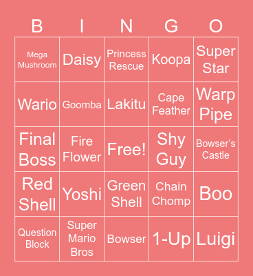 Mario Bingo Card