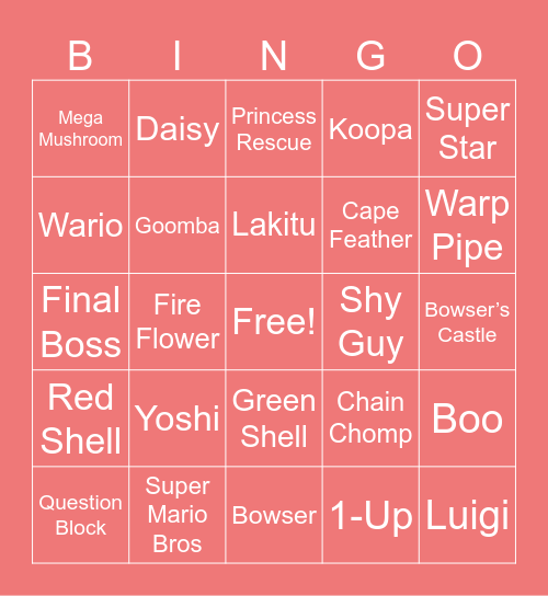 Mario Bingo Card