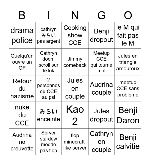 BINGO CCE Bingo Card