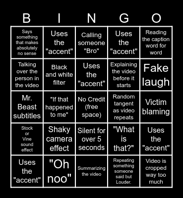 Sssniperwolf Bingo Card