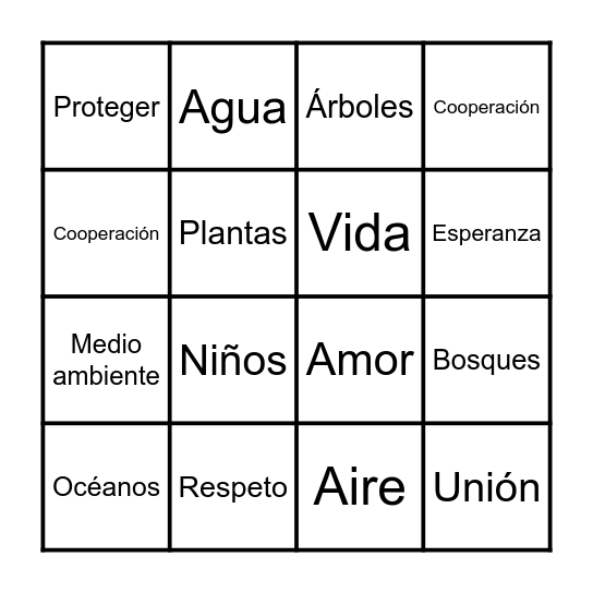 Carta a la Tierra Bingo Card
