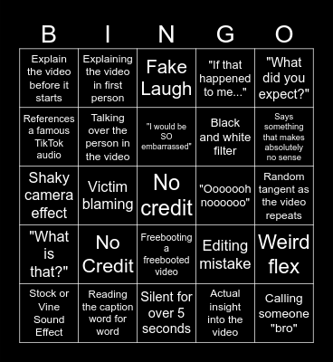 SSSniperwolf Bingo Card