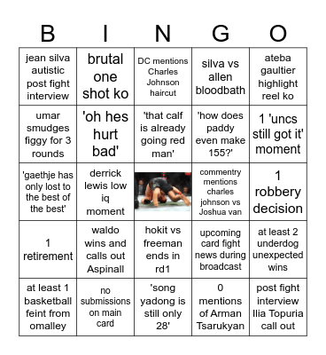 UFC 324 Bingo Card