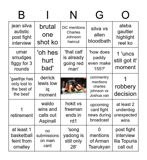 UFC 324 Bingo Card