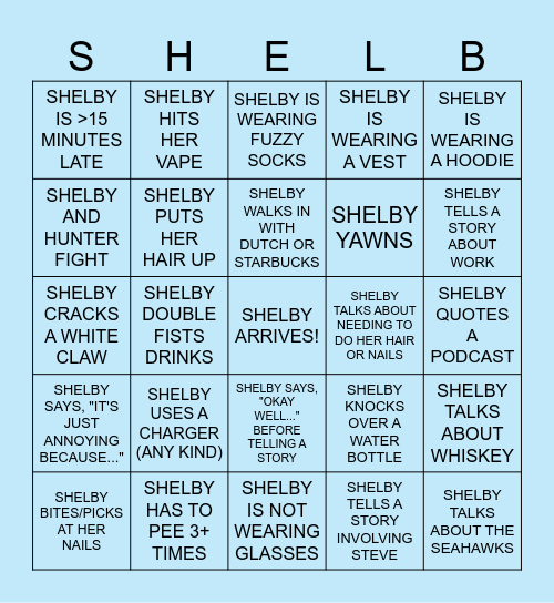 SHELBY'S 25TH BIRTHDAY BINGO Card