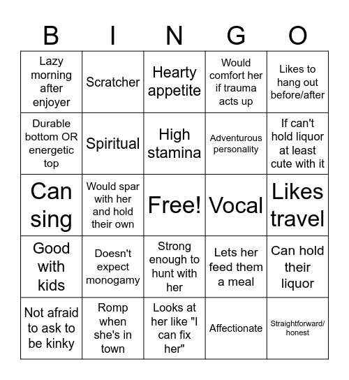 Arslan's Type Bingo Card