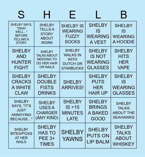 SHELBY'S 25TH BIRTHDAY BINGO Card