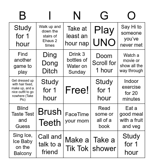 Winter Storm Fran BINGO Card