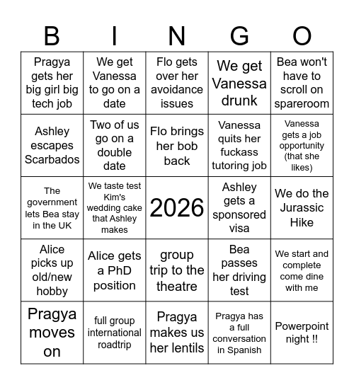 2026 Bingo Card