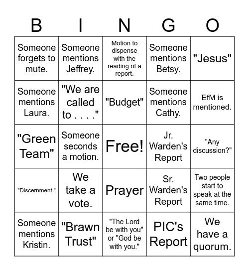 Annual Meeting Bingo Card