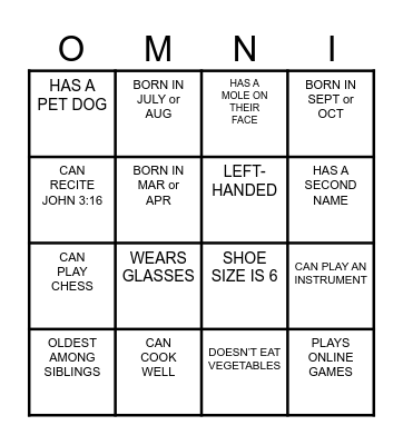 OMNI BINGO Card