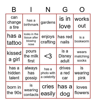 Galentine Bingo Card