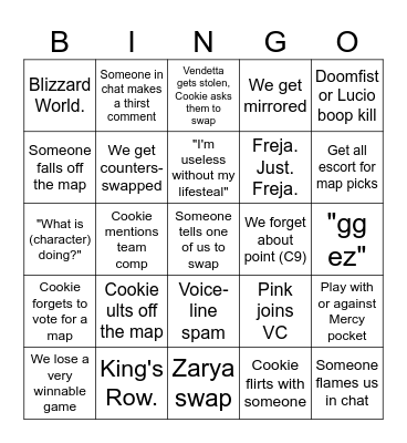 Cookie's Bingo Card Bingo Card