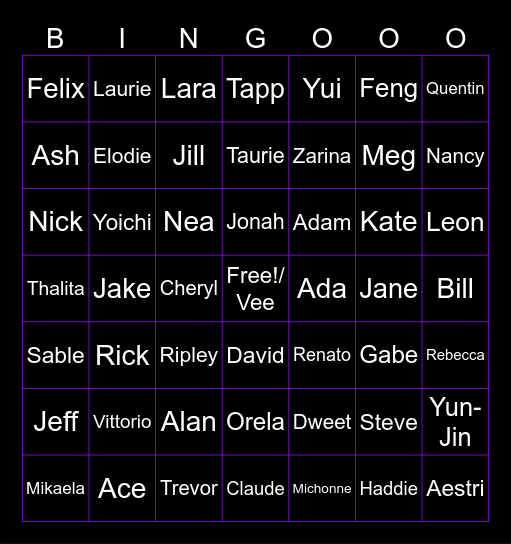 All DBD Survs Bingo Card