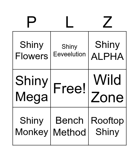 PKMN Legends Z-A Shiny Hunting Bingo Card