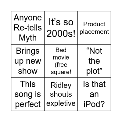 PJO hate watch (2000) Bingo Card