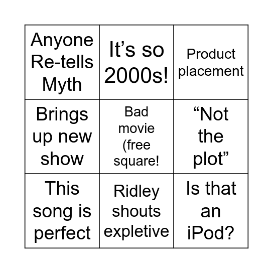 PJO hate watch (2000) Bingo Card