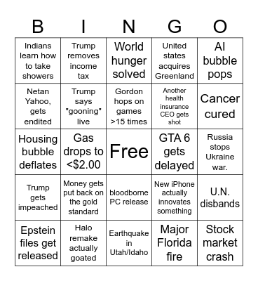 2026 bingo card Bingo Card