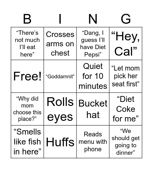 Bahumbug Bingo Card