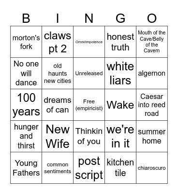 Typhoon Night 2 Carolyn Bingo Card