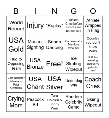 Olympics 2026 BINGO Card